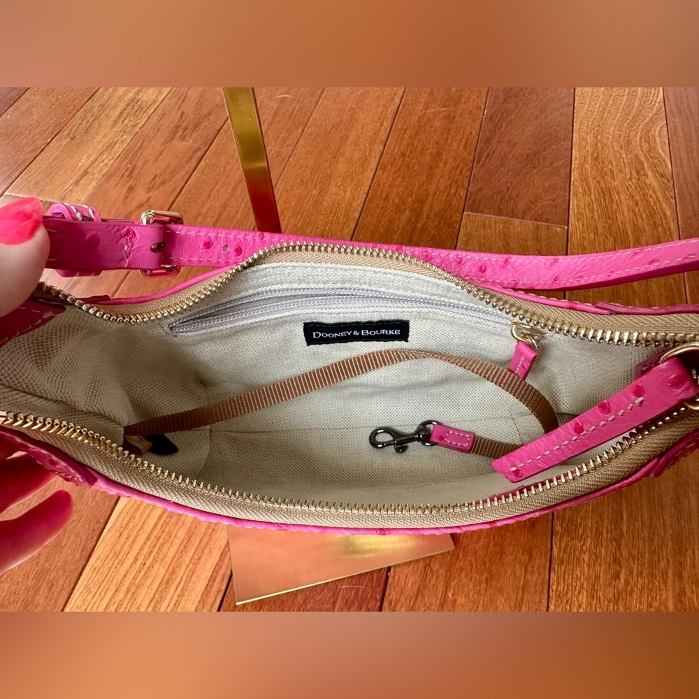 Dooney & Bourke Ostrich Embossed Leather Hobo Bag from the Ostrich Collection - Picture 9 of 11